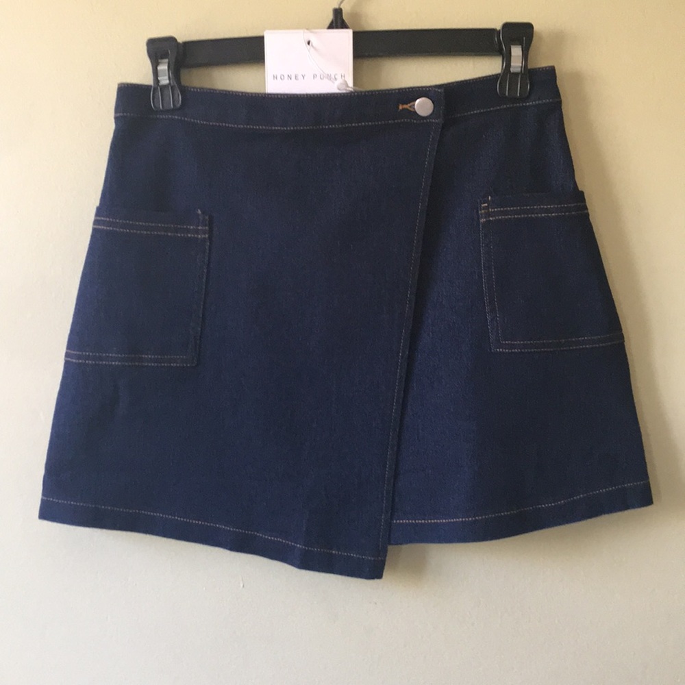 NWT - Honey Punch Denim Mini Skirt
